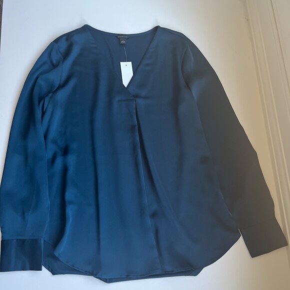 Ann Taylor NWT Blue V-Neck Blouse - Picture 1 of 4